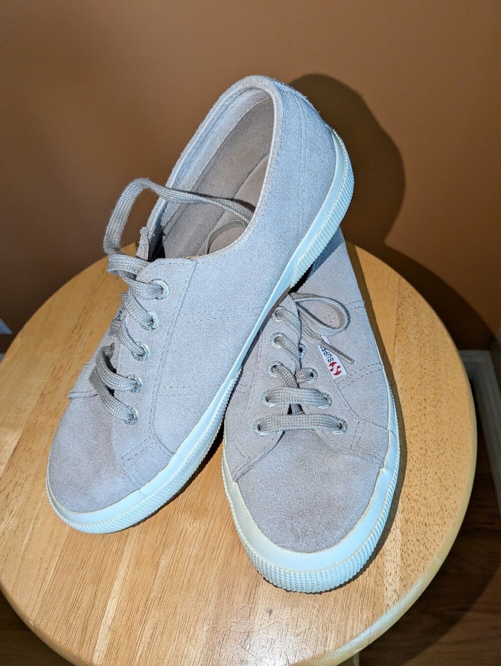 Superga Women's Suede Lace-Up Sneakers in Light Gray Size 38 / US 7.5